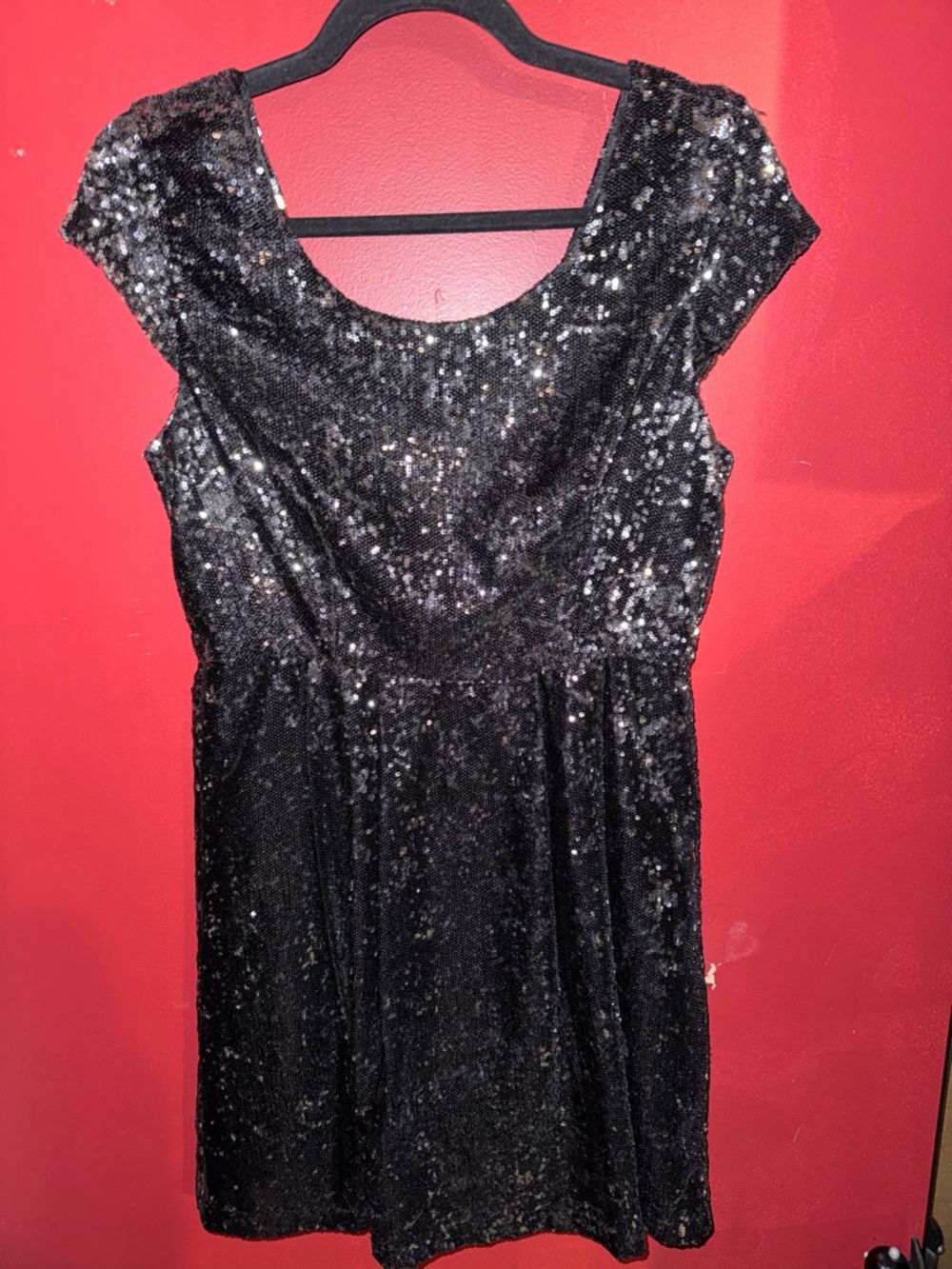 Forever 21 Black Sequin Cap-Sleeve Mini Dress